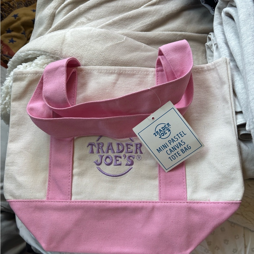 Pink and Cream Canvas Tote Bag